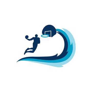 wave basketball slam dunk athlete vector icon
