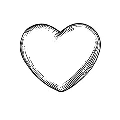 Heart with rays. Vector black vintage engraving illustration isolated on a white background. For web, poster, info graphic.