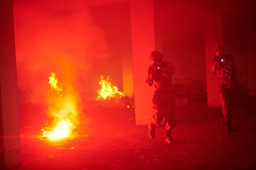 military troops in action urban environment
