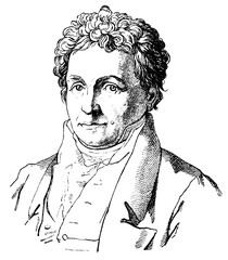 Portrait of Johann Ludwig Tieck - a German poet, fiction writer, translator, and critic. Illustration of the 19th century. White background.
