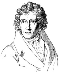 Portrait of Friedrich Schleiermacher - a German Reformed theologian, philosopher, and biblical scholar. Illustration of the 19th century. White background.
