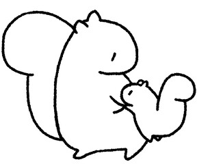 白いリスの親子