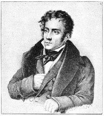 Portrait of Francois-Rene de Chateaubriand - a French writer, politician, diplomat and historian. Illustration of the 19th century. White background.