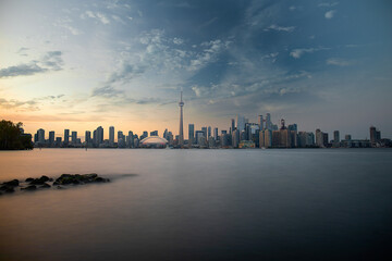 city skyline at sunset, Toronto