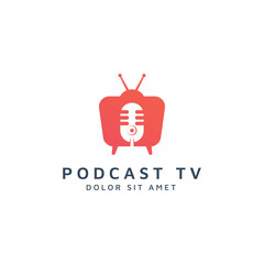 television and podcast negative space logo design