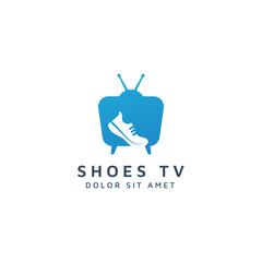 television and shoes negative space logo design