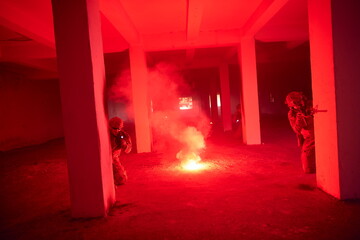 military troops in action urban environment