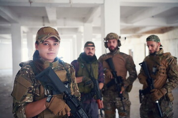 soldier squad team portrait in urban environment