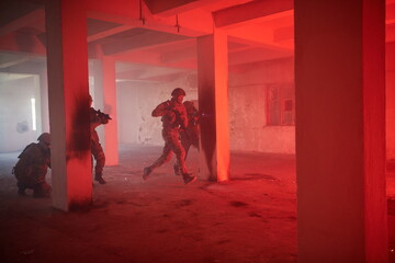 military troops in action urban environment