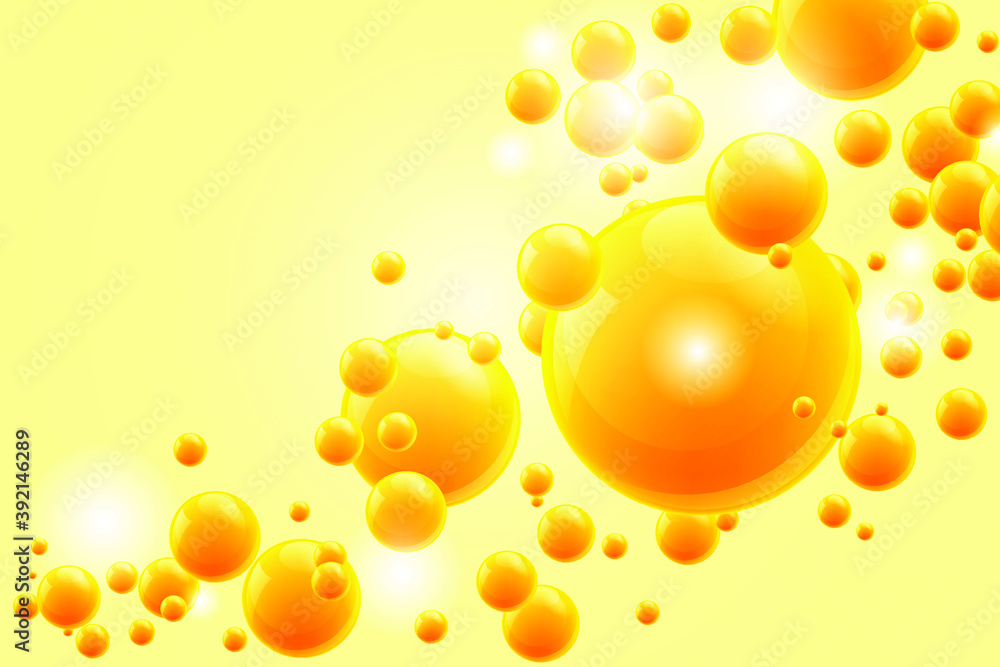 Poster abstract spherical yellow-orange 3d background with gradient and light. creative spherical gradient 
