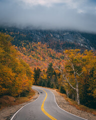 Autumn color and road at Grafton Notch State Park, Maine