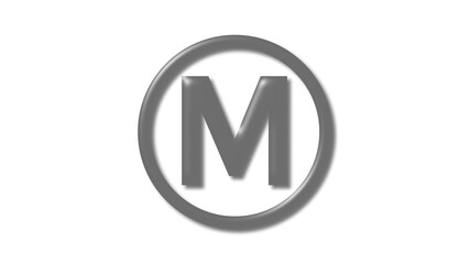 Amazing gray shiny M 3d letter logo on white background, 3d letter logo