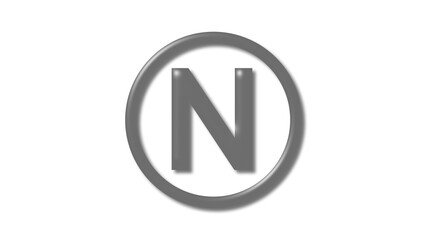 Amazing gray shiny N 3d letter logo on white background, 3d letter logo