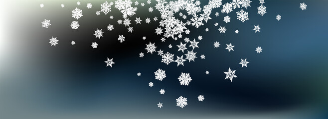 Gray Snowflake Panoramic Vector Gray Background. 