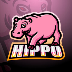 Hippo mascot esport logo design