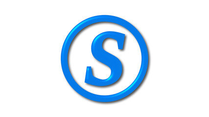 Aqua color S shiny 3d letter logo icon on white background, 3d letter logo