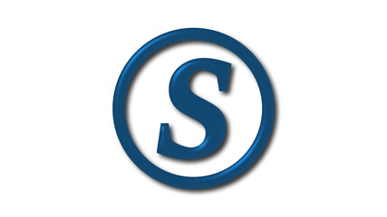 Amazing aqua dark shiny S 3d letter logo icon on white background, 3d logo