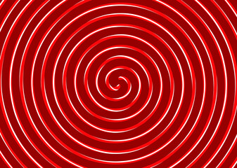 Abstract geometric background with concentric circles converging in the center. Red and White spiral circle. Swirl, circular shape on red background. Vector illustration. EPS 10