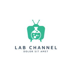 television and lab negative space logo design