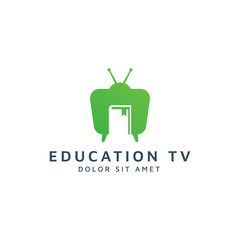 television and education negative space logo design