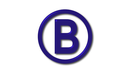 Amazing blue dark shiny B 3d letter log icon on white background