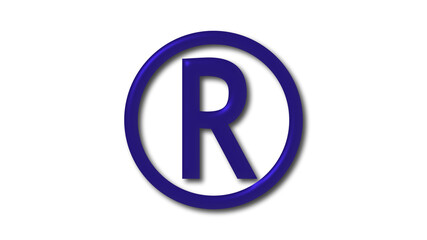 Amazing blue dark R 3d letter logo on white background, Shiny logo