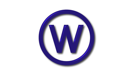 W 3d letter logo on white background, 3d shiny logo