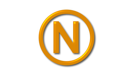 New brown shiny N 3d logo, 3d letter logo on white background