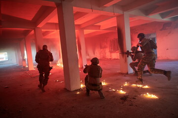 military troops in action urban environment