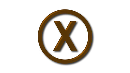 Amazing brown dark shiny X 3d letter logo on white background