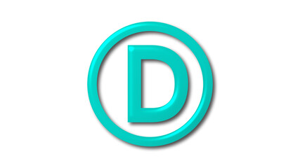 Amazing cyan shiny D 3d letter logo on white background, 3d letter logo