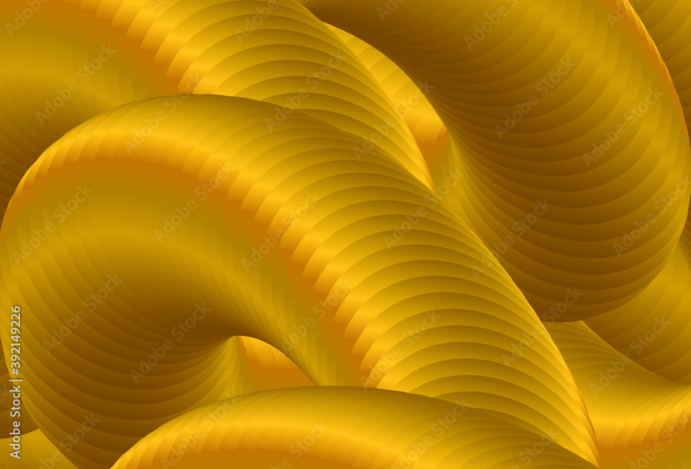 Poster abstract gold 3d fluid shape background. creative 3d blend shapes dynamic composition. gold colored 
