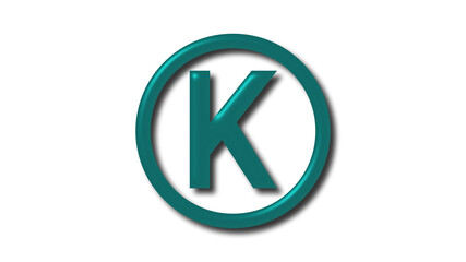 Amazing cyan dark shiny 3d letter logo on white background, Letter logo