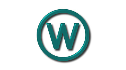 Cyan dark W 3d letter logo icon on white background, 3d letter logo