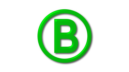 Amazing green shiny B 3d letter logo on white background, 3d letter logo