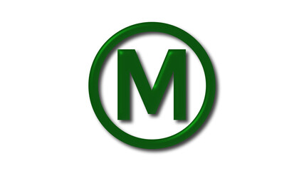 Amazing green dark shiny 3d letter logo on white background