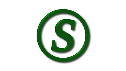 New green dark shiny 3d letter logo on white background, Shiny logo