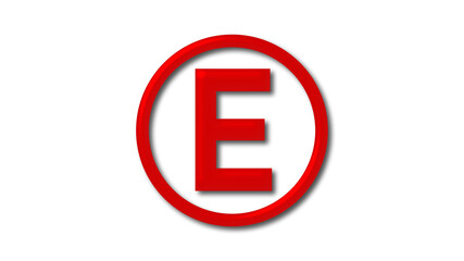 Amazing red shiny E 3d letter logo on white background, 3d letter logo