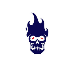 simple flaming skull with speedometer eyes vector icon