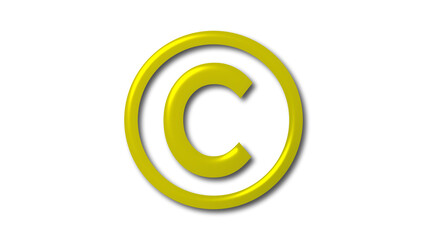 Best yellow color shiny 3d letter logo on white background, C 3d logo