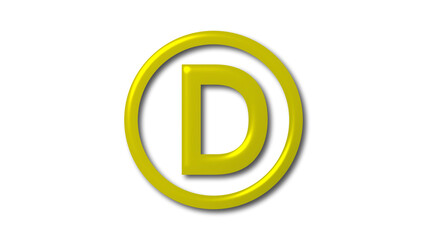 Amazing yellow color shiny 3d D logo on white background