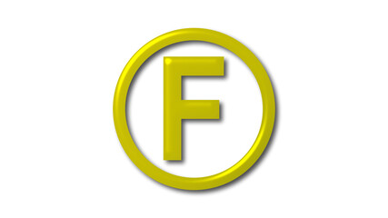 Amazing yellow color shiny 3d letter logo on white background, F 3d logo