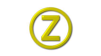 New yellow color Z 3d logo on white background, 3d letter logo