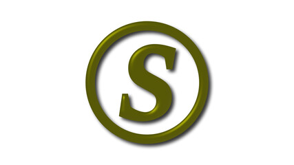 New yellow dark S letter 3d logo on white background,  3d logo