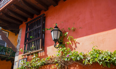 Famous colonial Cartagena Walled City (Cuidad Amurrallada) and its colorful buildings in historic...