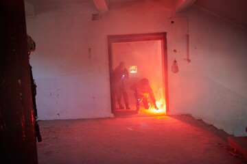 military troops in action urban environment