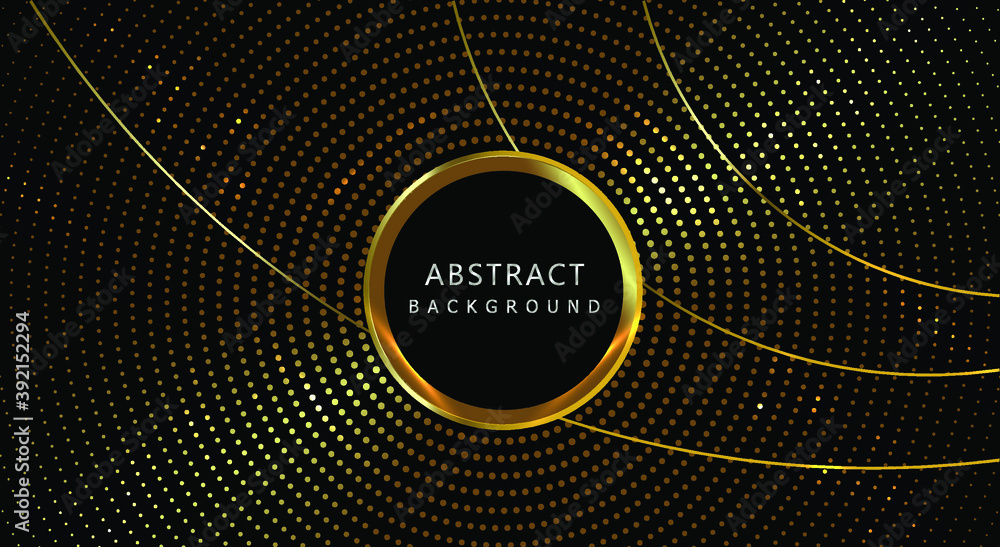 Poster abstract luxury overlapping on black background with particles and golden lines glowing dots golden 