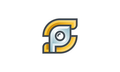 Creative Illustration Logo Design. Combination of Letter S and Letter P with Lens Camera Concept.