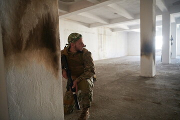 military troops in action urban environment