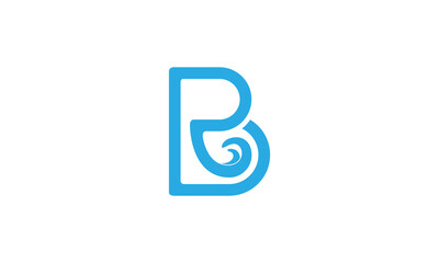 Creative Illustration Logo Design. Combination of Waves and Letter R B Concept.